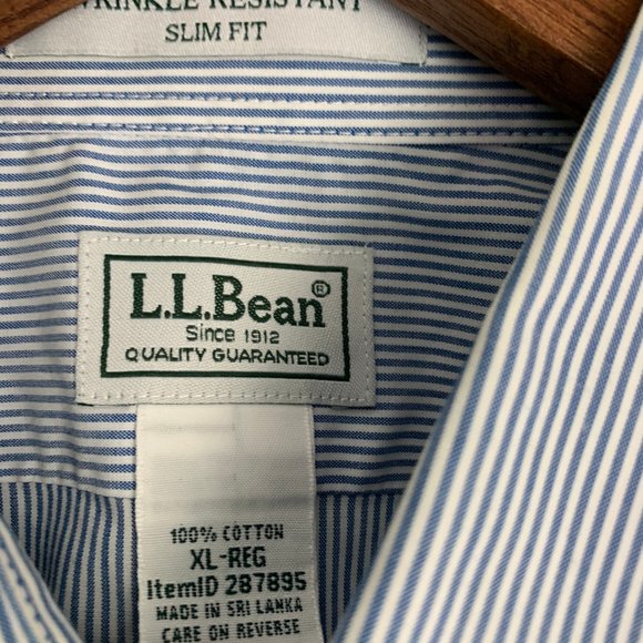 L. L. Bean Striped Men's Wrinkle Resistant, Slim Fit Oxford Shirt, Size XL - Picture 5 of 8